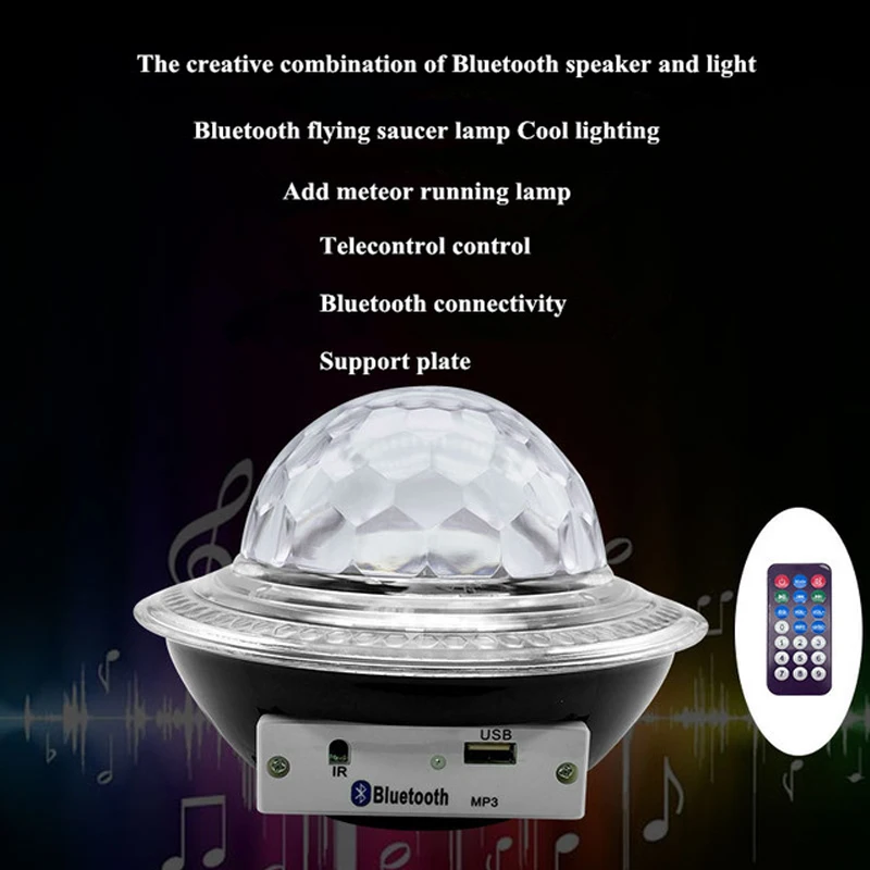 Bluetooth UFO giratorio bola mágica colorida 12W DISCO etapa atmósfera luz bluetooth altavoz KTV/Dance/fiesta negro/blanco