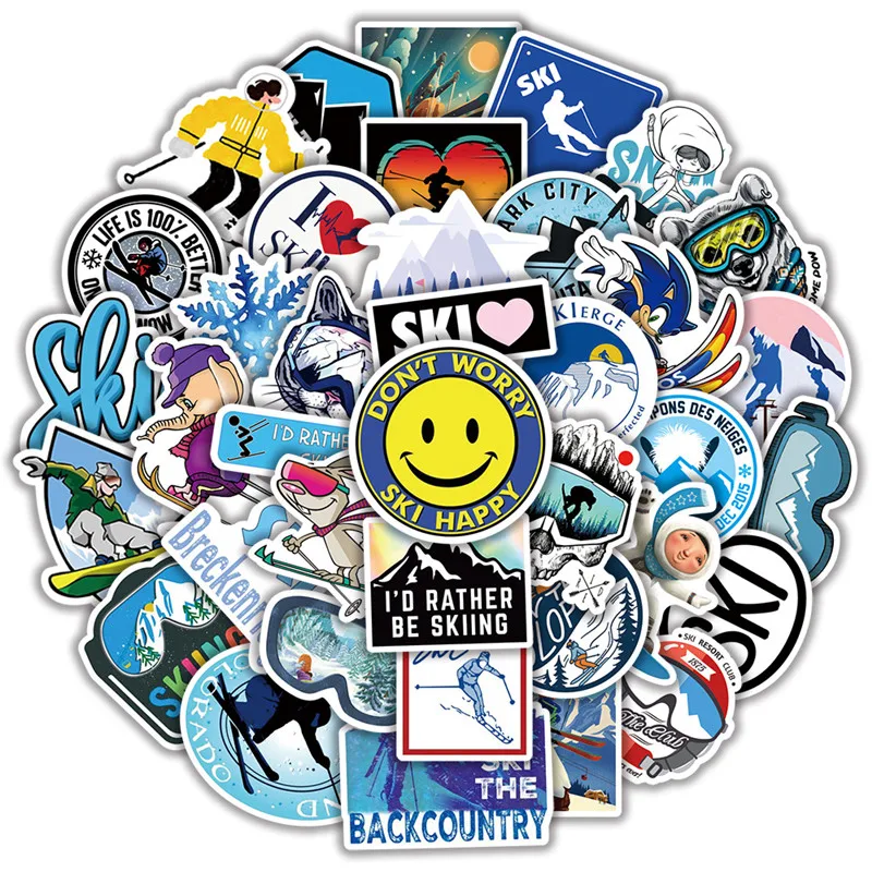 50pcs Waterproof Outdoor Sports Ski Graffiti Stickers for Suitcase Water Cup Guitar Car Computer Notebook Skateboard