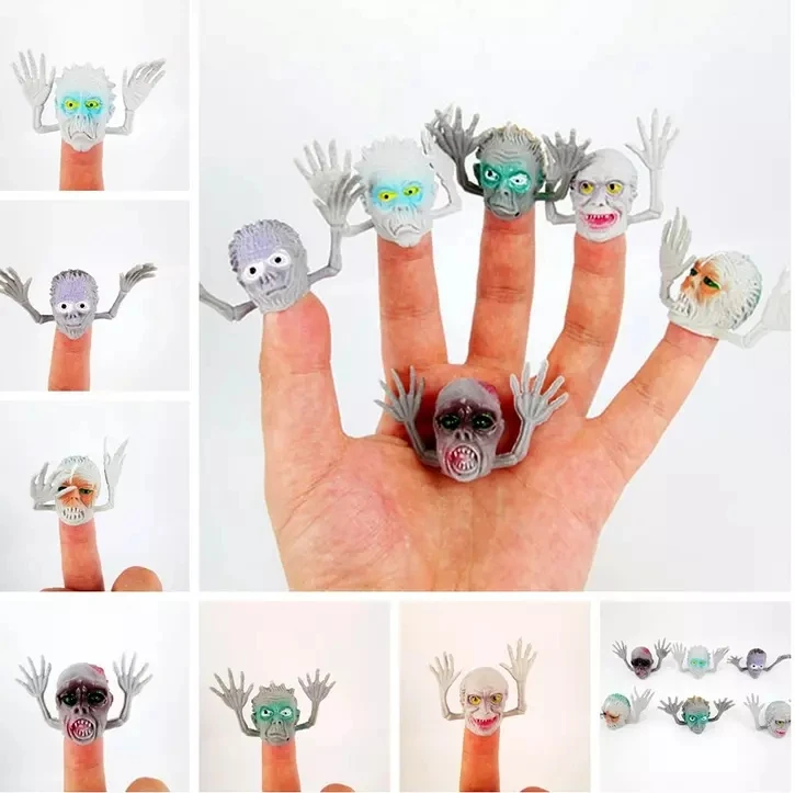 

6pcs/set Halloween Monster Finger Puppets Horror Mini Ghost Head Halloween Party Decoration Kids Toy Gifts