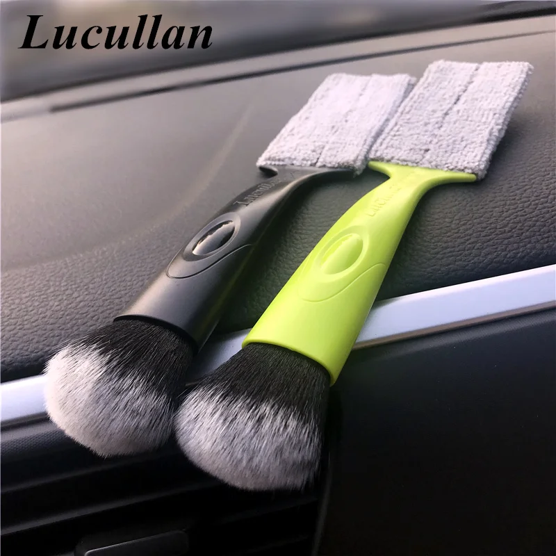 Lucullan Double Side Multi-function Interior Cleaning Brushes Car Wash Tools For Air Conditioning Panel Gap Dusting Remove