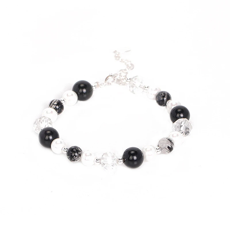 Fashion Pearl Bracelet 925 Silver Jewelry Accessories Created Obsidian Crystal Gemstone Accessories for Women Wedding Bracelets