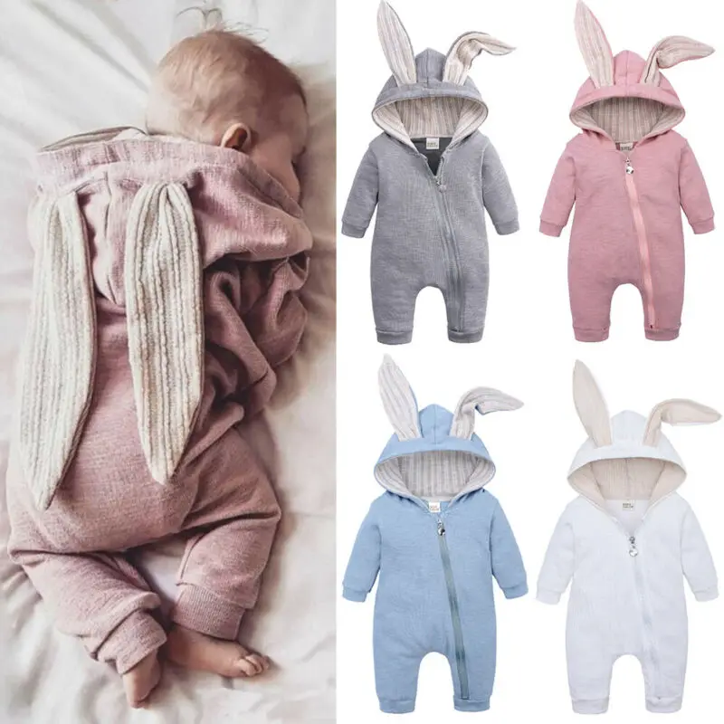 Spring Autumn Newborn Baby Clothes Bunny Baby Rompers Cotton Hoodie Newborn Girl Jumpsuit Fashion Infant Costume Boys Outfits