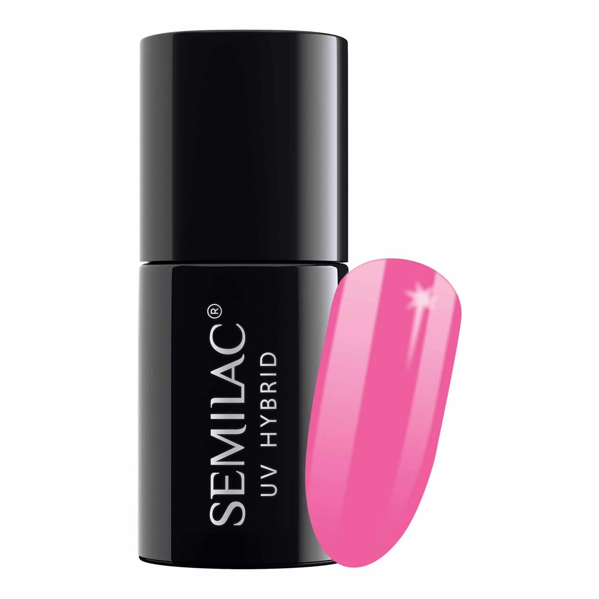 Semilac Light Fuchsia 277 semi-permanent coverage, UV hybrid nail polish texture Gel