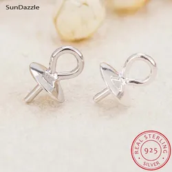 5pcs Genuine Real Pure Solid 925 Sterling Plain Silver Bead Cap Connectors For Pendants Earrings Pearl Cap Jewelry Findings