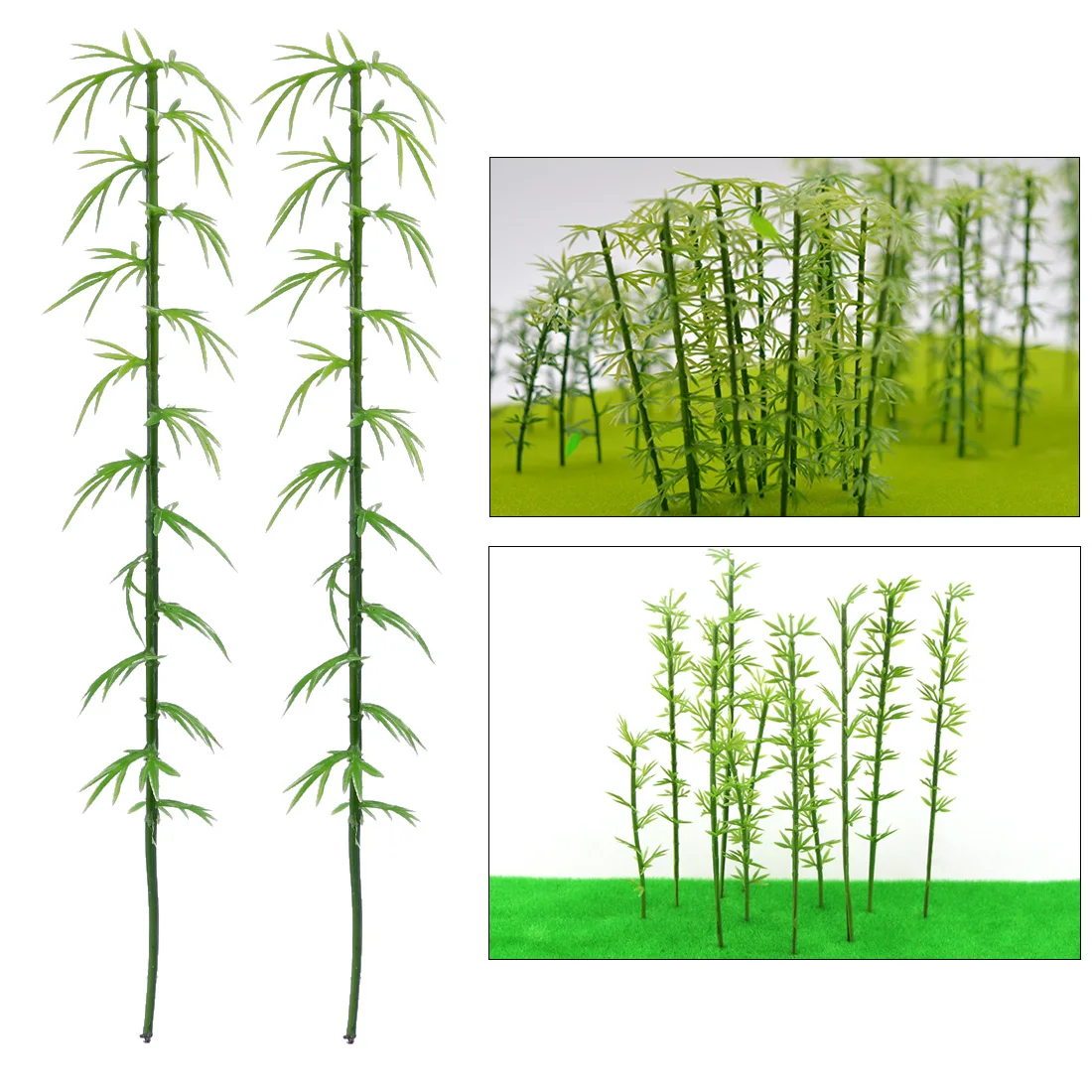 50Pcs 10cm/12cm/15cm Plastic Miniature Model Tree Landscape Bamboo Tree Sand Table Model Decor Trees Model for Scenery Landscape