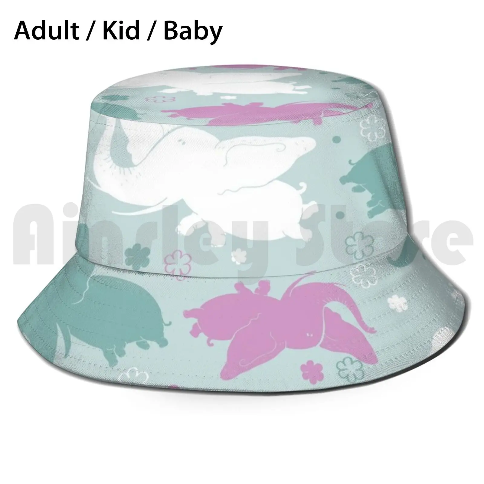 Purple And Teal Elephant Pattern Sun Hat Foldable UV Protection Elephant Pattern Elephant Ellie Elephant Lover