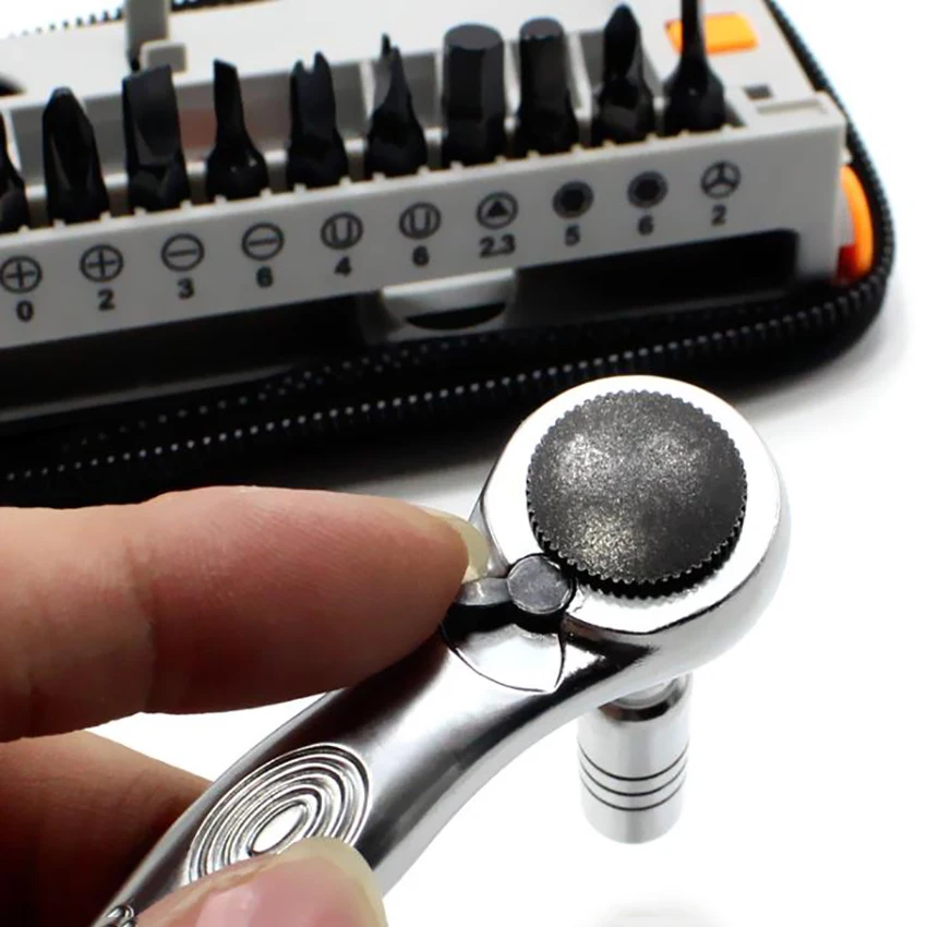 Set Kunci Pas Ratchet Bongkar, Alat Reparasi Sepeda Obeng Phillips Multifungsi Mini Portabel