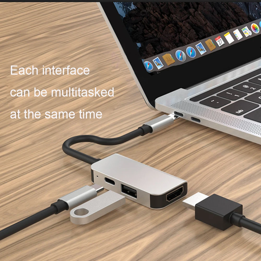 USB HUB For Laptop USB C HUB USB 3.0 PD 87W Fast Charge Adapter For MacBook Pro Usb C HDMI 4k Hub 3 Port HUB Splitter