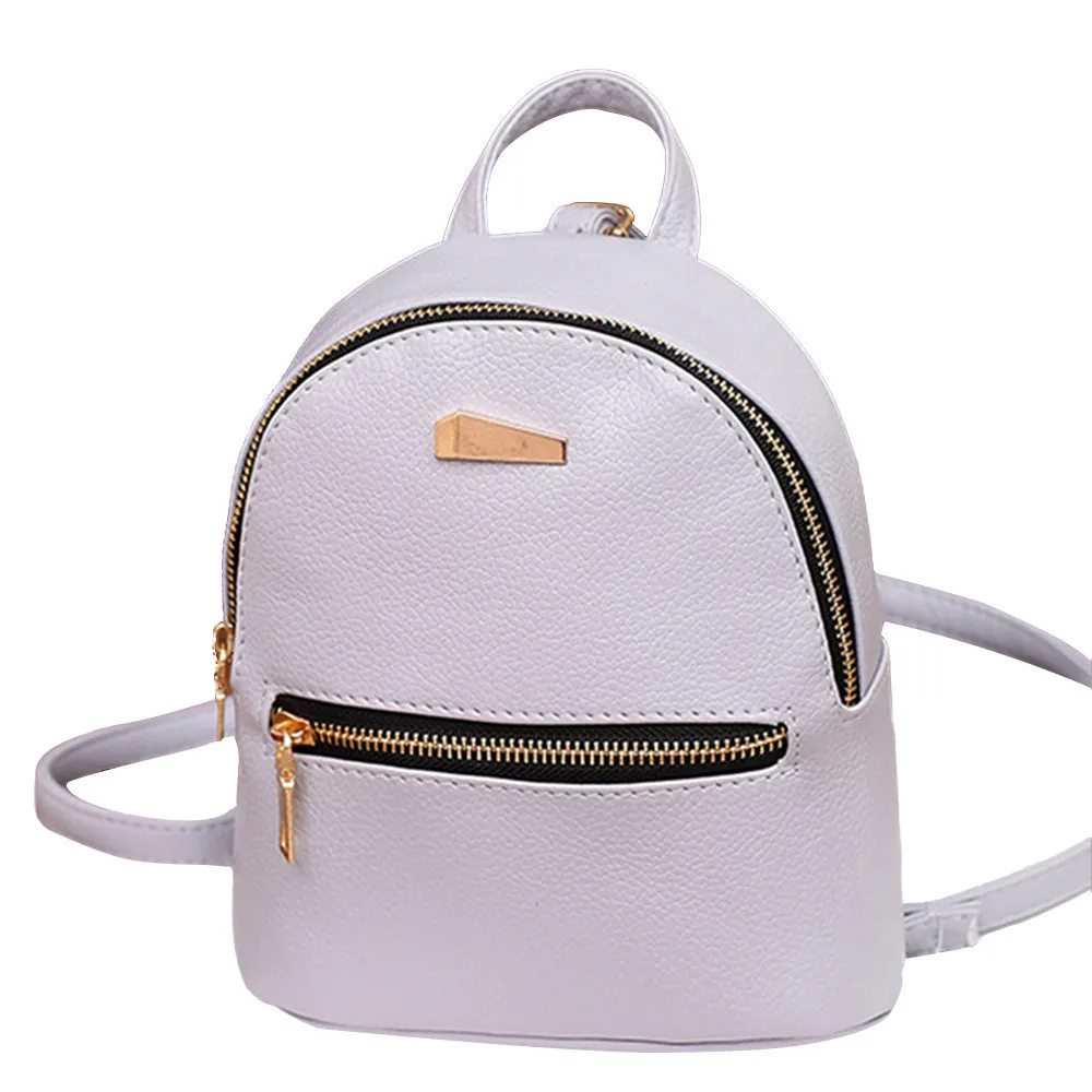 Mochila escolar de cuero para mujer, bolso de viaje, informal, sólido, a la moda