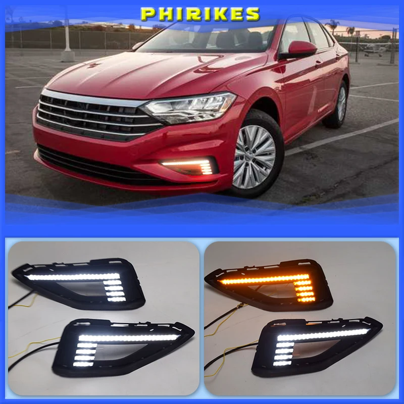 

2PCS For VolkswagenVWJetta Sagitar 2019 Dynamic Yellow Turn Signal Relay 12V Car DRL Lamp LED Daytime Running Light