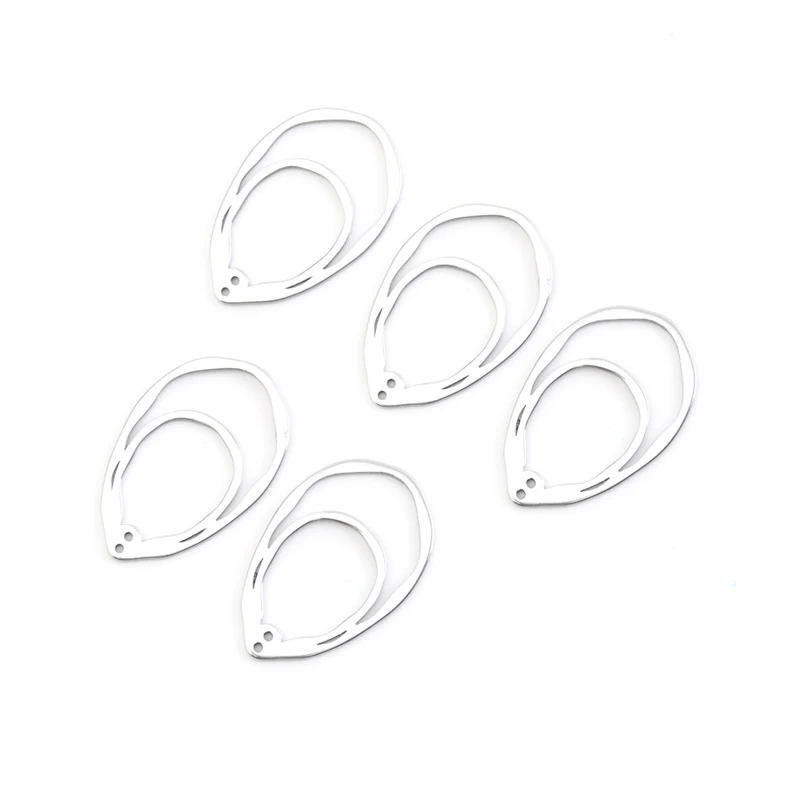 10pcs/lot Stainless Steel Charms Floating Charms Water Drop Hollow Pendant Connector For Necklace DIY Jewelry Making Wholesale