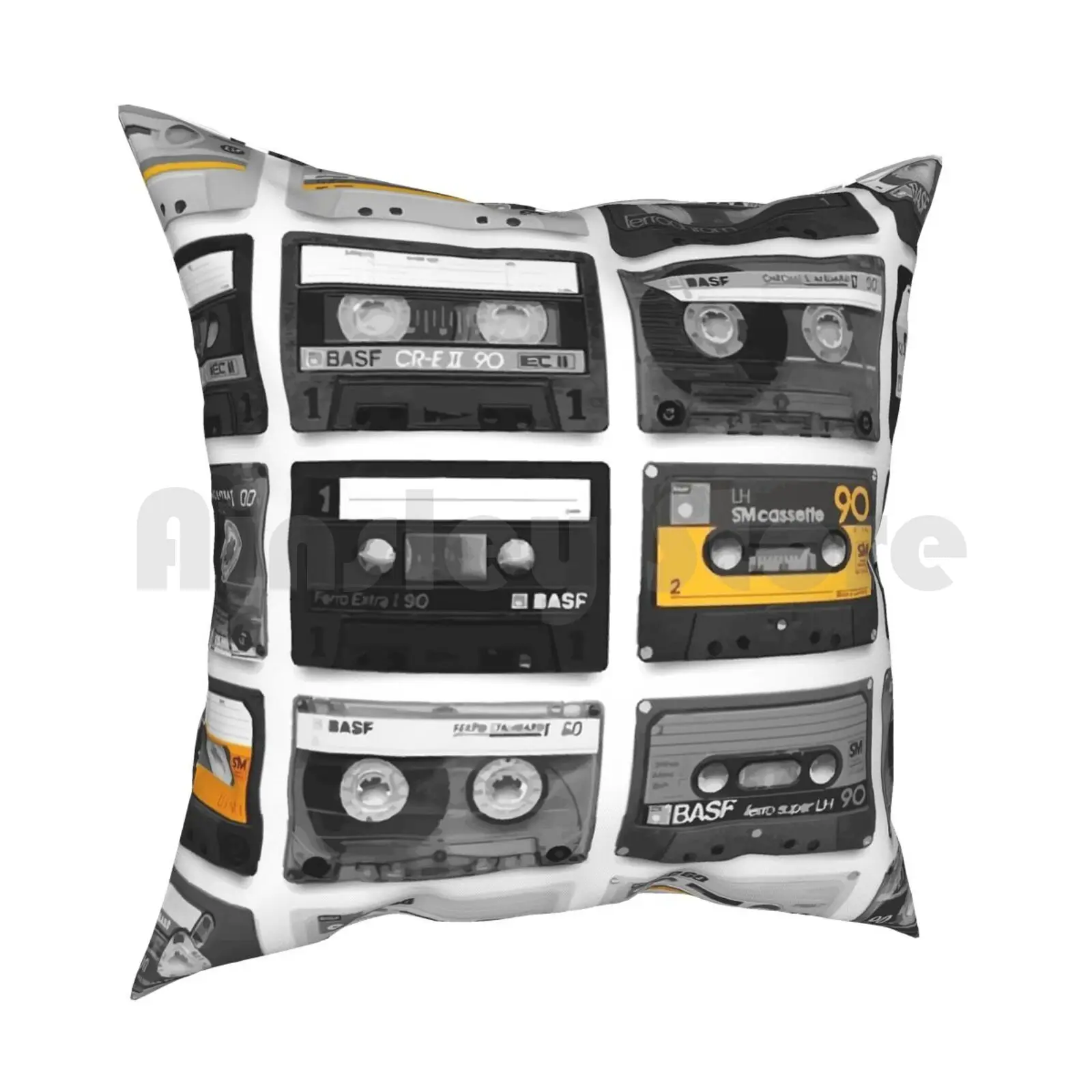 Retro Music Casettes Pillow Case Printed Home Soft Throw Pillow Retro Music Casettes