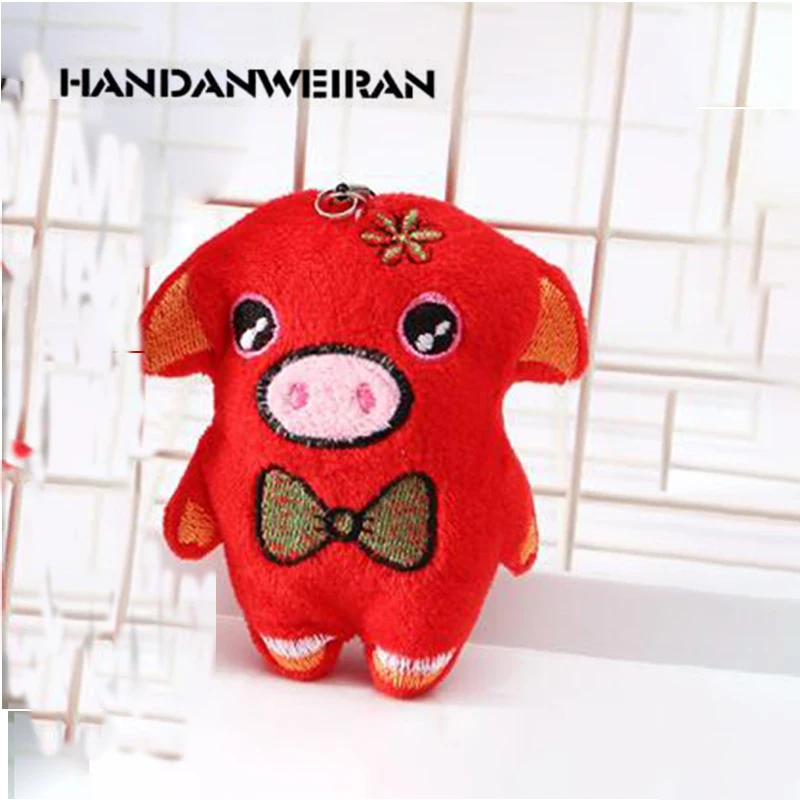 1 Pcs 10cm Mini PlushToys Colorful Pig Stuffed Toy Animal Pendant  For Kids Party Birthday HANDANWEIRAN