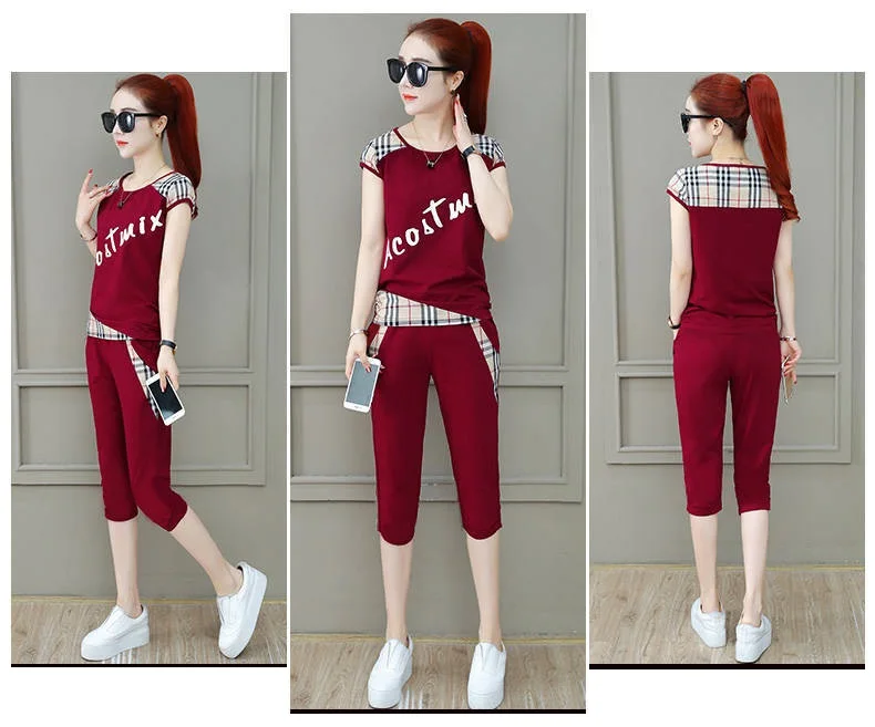 Top selling product in 2020 Lady clothes set Summer printing Sporting suit slim 2 piece set NEW Leisure clothes Tracksuit 1629