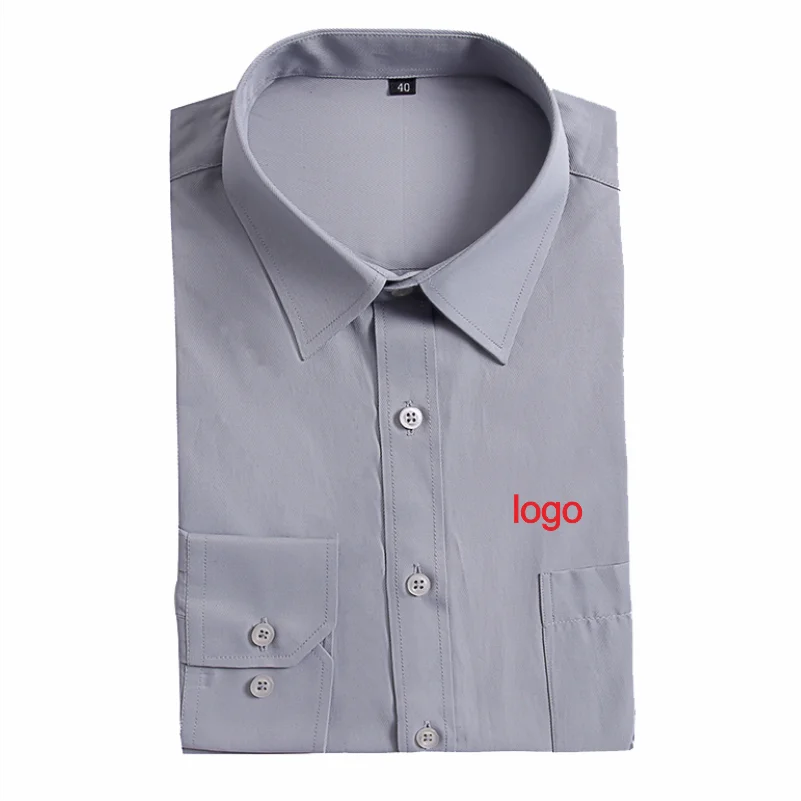 Camisa de manga comprida personalizada do negócio, Workwear fino casual, logotipo bordado, lapela cor pura, desgaste formal, COCT, roupas de