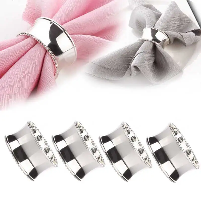 4PCS Nordic Round Napkin Rings Metal Silver Gold Napkin Rings for Weddings Home Table Accesorries Napkin Holder