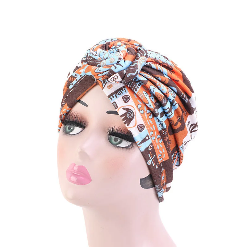 Afrikanische Druck Turban Hut für Frauen Scrunchies Knoten Headwrap Stretch Bandanas Party Headwear Damen Kopftuch Haar Zubehör – Detail 31