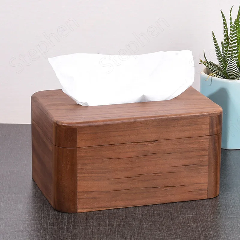 

Simple Walnut Wood Napkin Holder Japanese Modern Acacia Maple Wooden Tissue Box Home Coffee Table Desktop Paper Towel Organizer