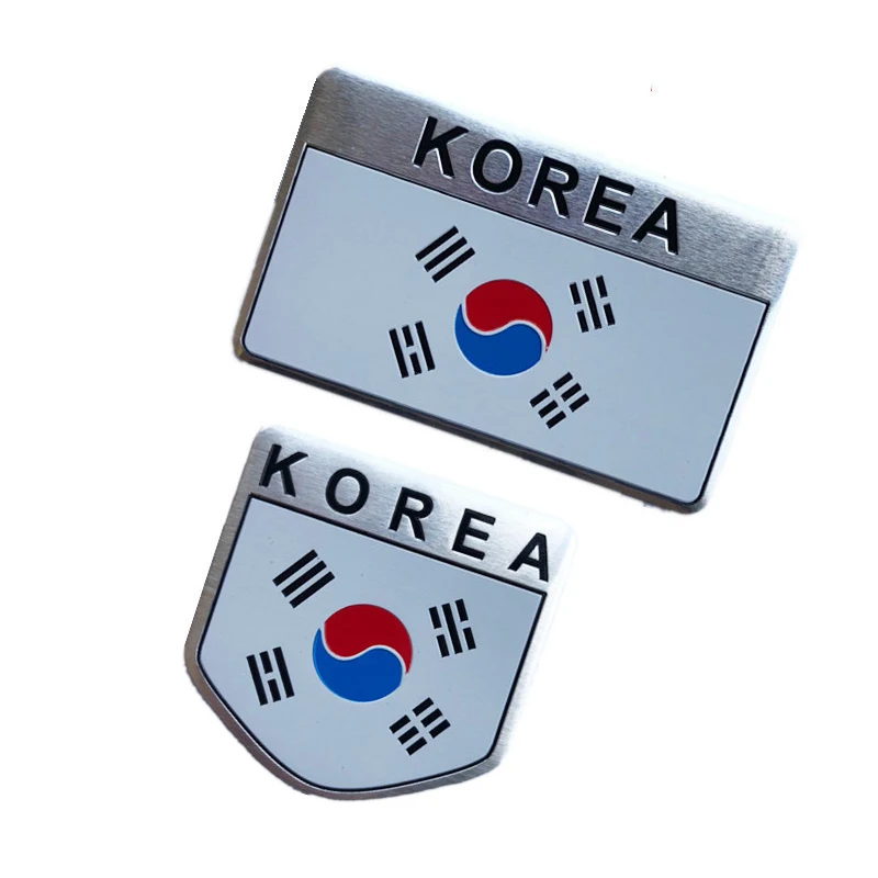 3D Metal Korea Flag National Flag Badge Car Front Grille Emblem Sticker Racing Sports Decal for Hyundai Kia Renault
