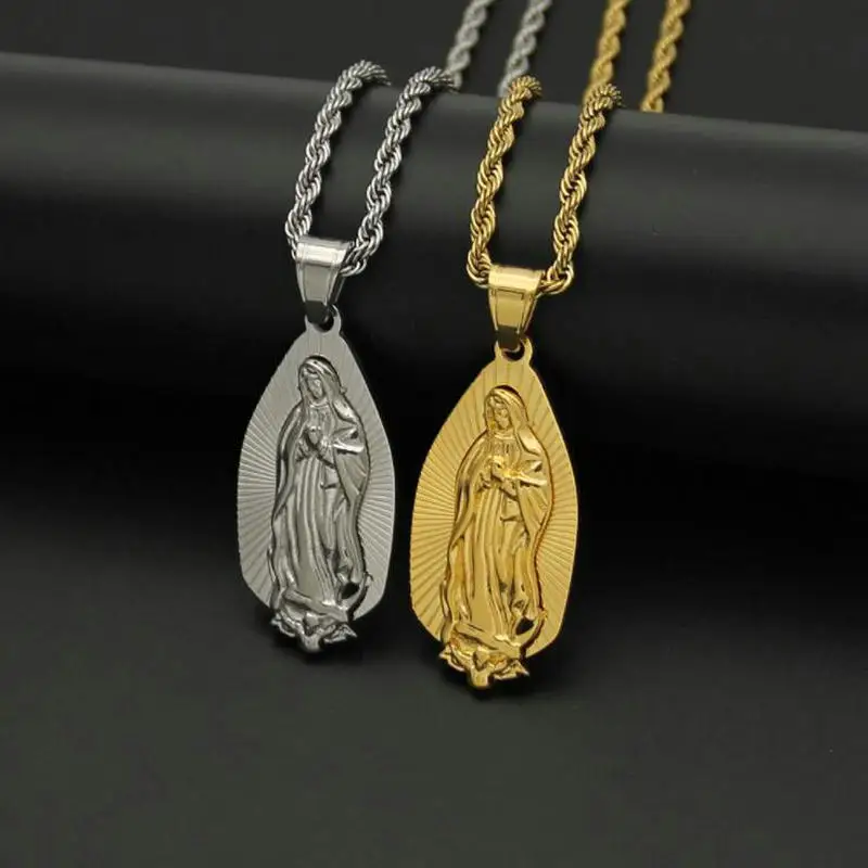 Stainless steel catholic pendant        Virgin Mary pendant      Hip Hop Hiphop Pendant