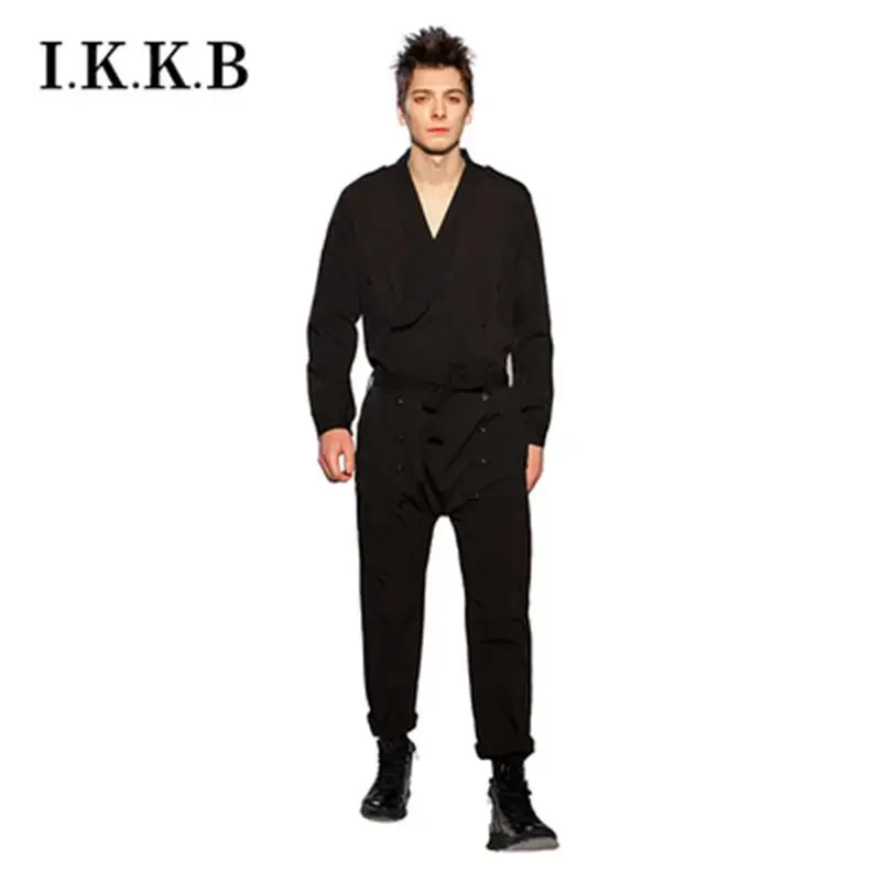 European and American shows casual jumpsuit loose jumpsuit spring summer fashion men's jumpsuit hair stylist jumpsuit