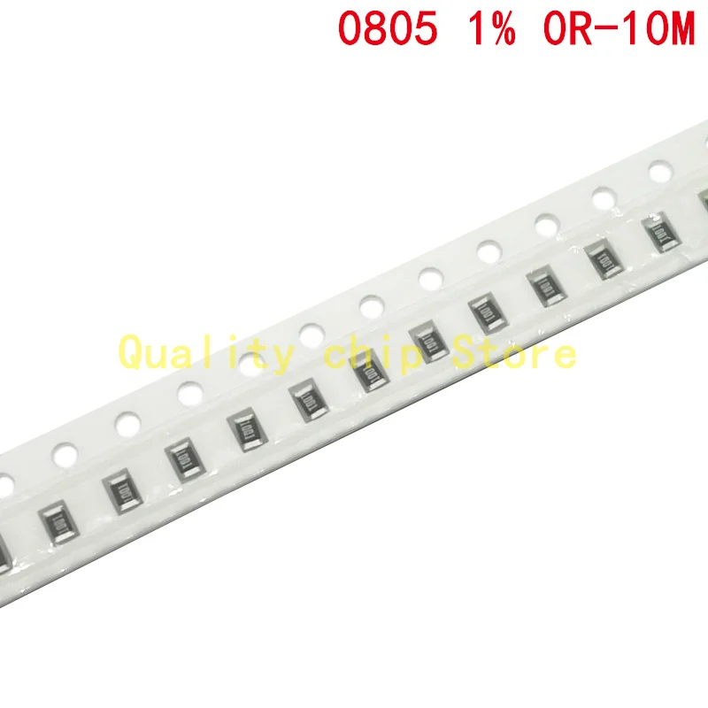 100pcs 0805 1% 1/8W SMD chip resistor 0R ~ 10M 0 1R 10R 100R 220R 330R 470R 1K 4.7K 10K 47K 100K 1M 10M 0 1 10 100 330 470 ohm