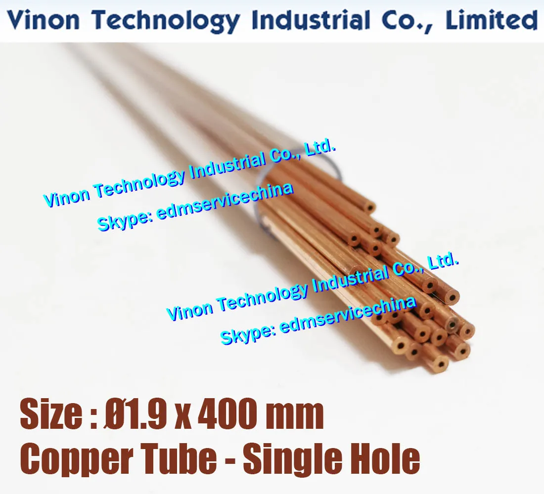 (50PCS/LOT) 1.9x400MM EDM Copper Tube Single Hole, Copper EDM Tubing Electrode Tube Single Channel, Diameter 1.9mm, 400mm Long