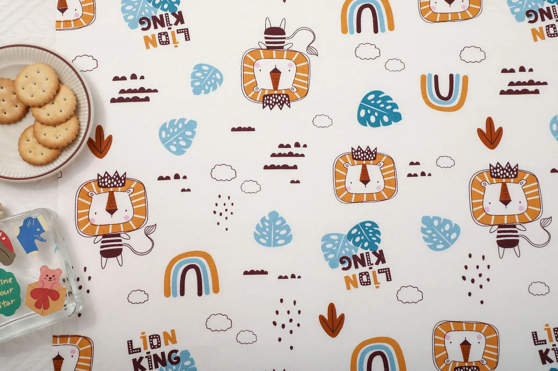 Lion Rainbow DIY Handmade Sewing Craft, Patchwork Quilting, Home Decor Fabrics, Baby Dress Cloth, Twill Cotton