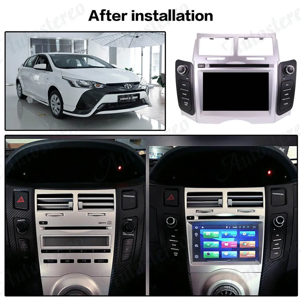 px6 64GAndroid 10 Car DVD Stereo Multimedia Headunitfor TOYOTA YARIS 2005 VITZ Platz Radio GPS Navigation Video Audio 4G RAM 64G