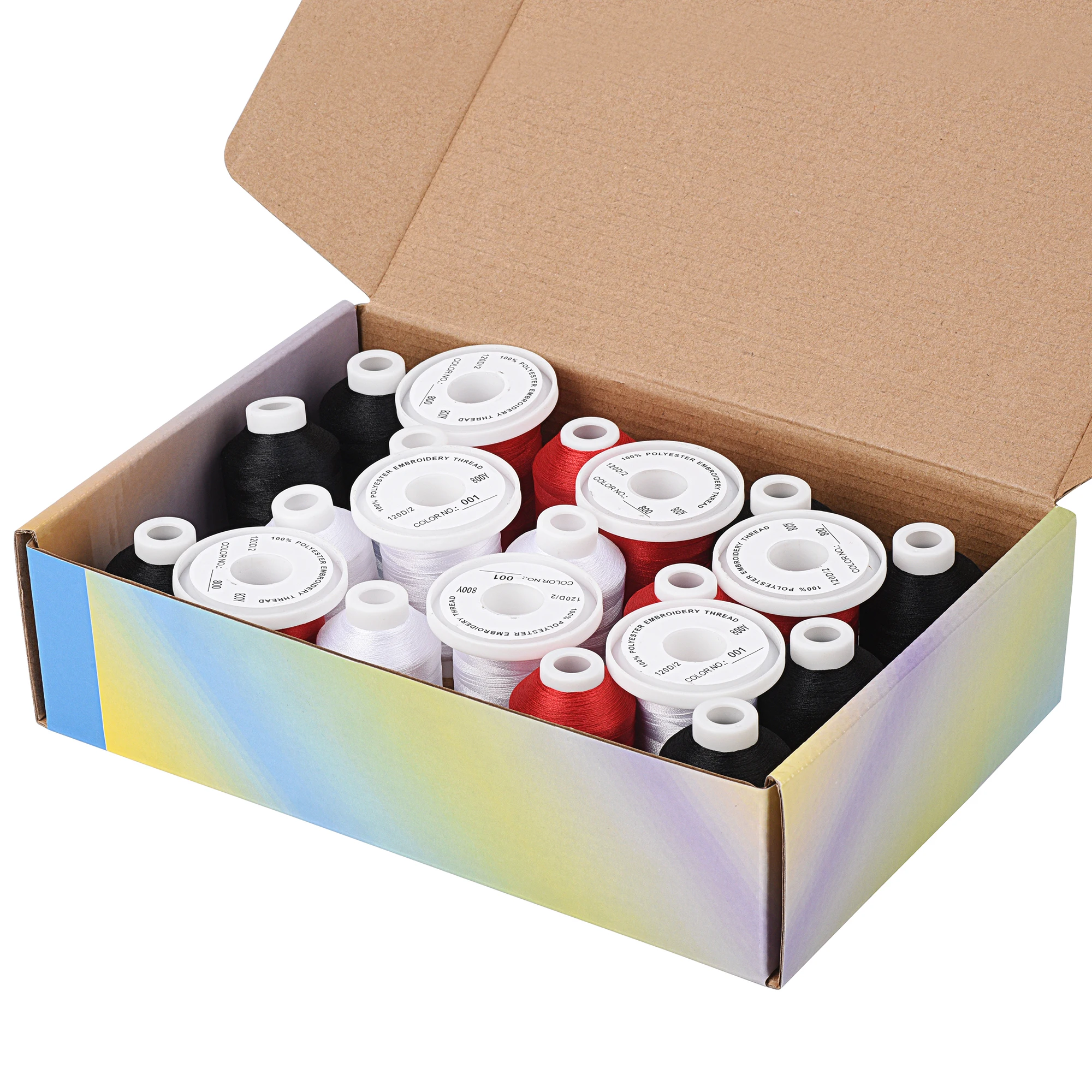 Simthread Polyester Embroidery Machine Thread 21 Upgraded Snap Spools 800Y - 3 Classic Colors, White Black Red or Grey