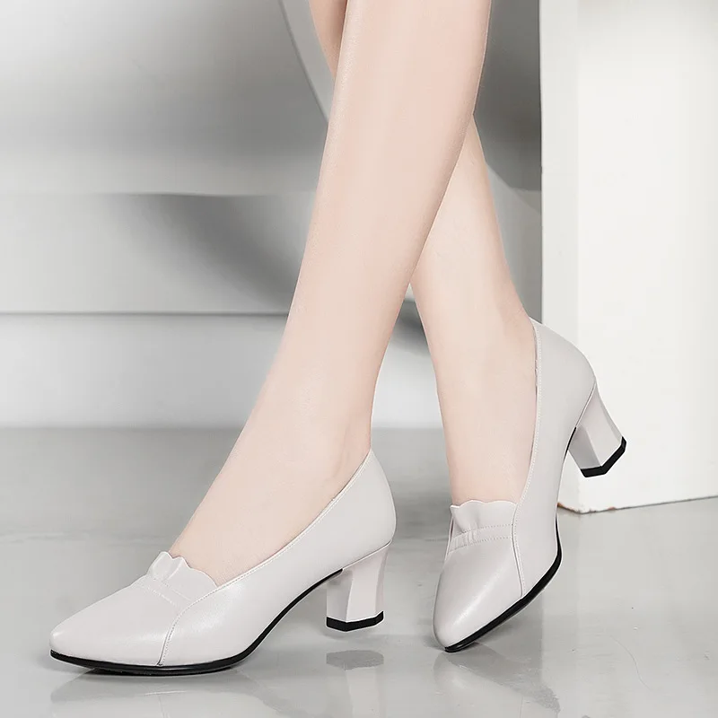 Women's Pumps Spring Autumn Women Pointed Toe Med Square High Heels Casual Office Work Shoes Female Party Wedding Shoes
