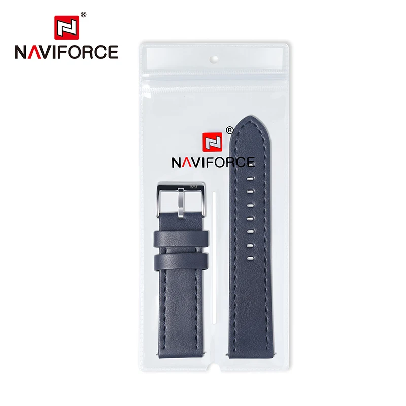 NAVIFORCE Casual PU Leather Watchbands Dark Brown Black Blue Men Women 23mm Watch Wrist Strap Belt With Stainless Steel Buckle