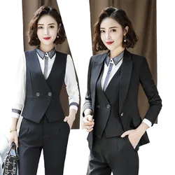 IZICFLY Autumn Winter Style Trouser And Jacket Blazer Two Piece Set Work Wear Black Elegant Business Office Women Pant Suit