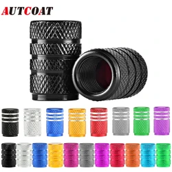 AUTCOAT 4Pcs/Set Tire Stem Valve Caps Aluminium Car Dustproof Caps Tire Wheel Stem Air Valve Caps