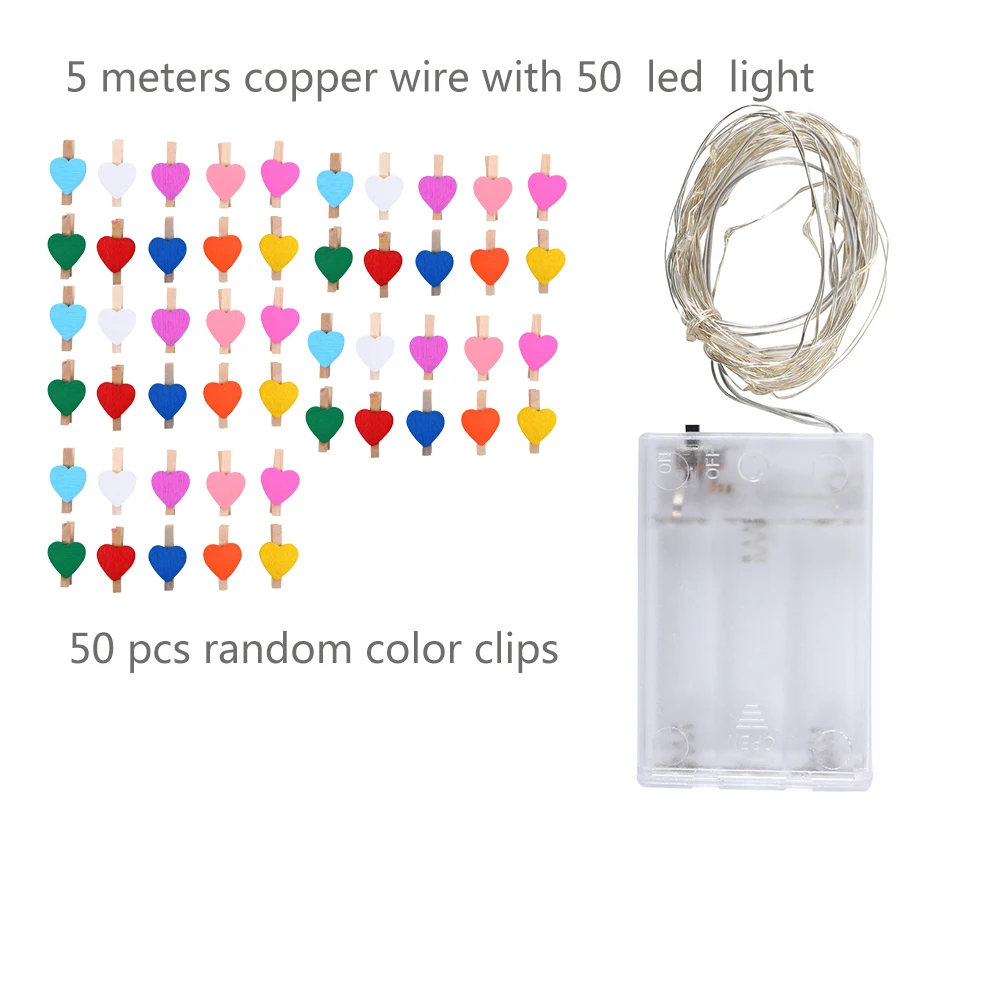 LED String Lights with 50 Colorful Clips for Hanging Pictures Photo Battery USB Operated Perfect Bedroom Wedding Wall Decor D30