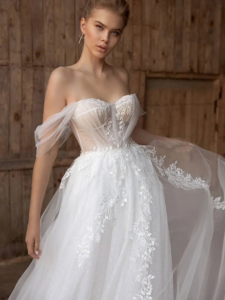 Robe de mariée en Tulle plissé pour femmes, tenue de princesse sur mesure, coupe trapèze, style Boho, collection 2022