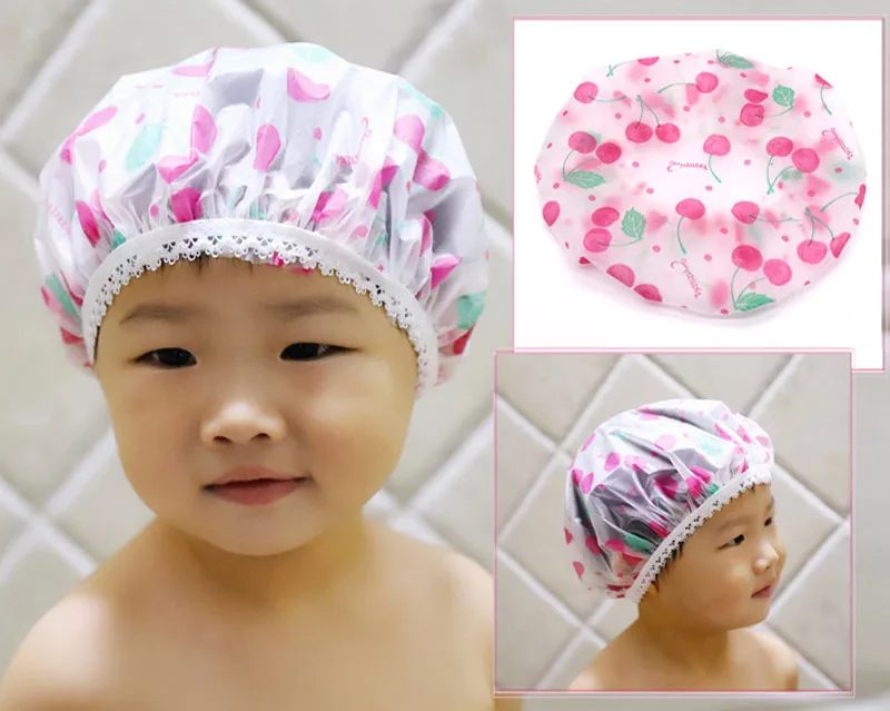 2021 New Cartoon Pattern Children Bathing Hair Moisture-proof Cap Baby Shower Cap Waterproof Shower Hat