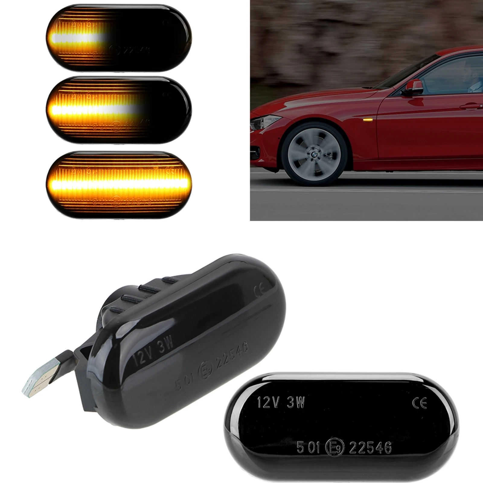 

Car Fender Side Dynamic LED Marker Indicator Light For Nissan Navara 350Z Micra Sidelight Parking Turn Signal Pilot Lamp Bulb