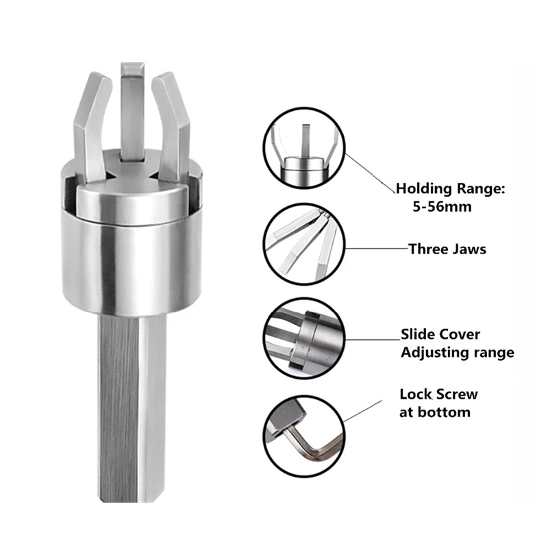 Automático sprue extrator 16 20 25 32 mm alimentador cnc três garras clipper back-pull extrator tornos ferramentas de desenho sqaure barra redonda