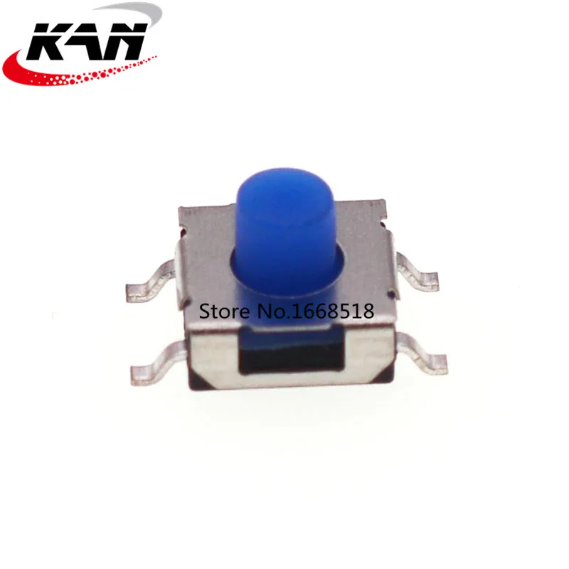 20pcs 6*6*5mm 4Pin SMD Waterproof Silicone Tact Switch 6x6x5mm 4P Micro Push Button Tactile Switchs Transparent Blue