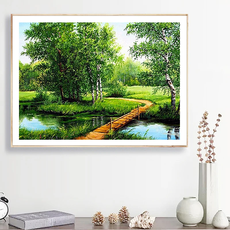 5D Diy Diamond Painting Landscape Cross Stitch Kit Full Drill Embroidery Scenery Winter Mosaic Art Picture of Rhinestones Decor