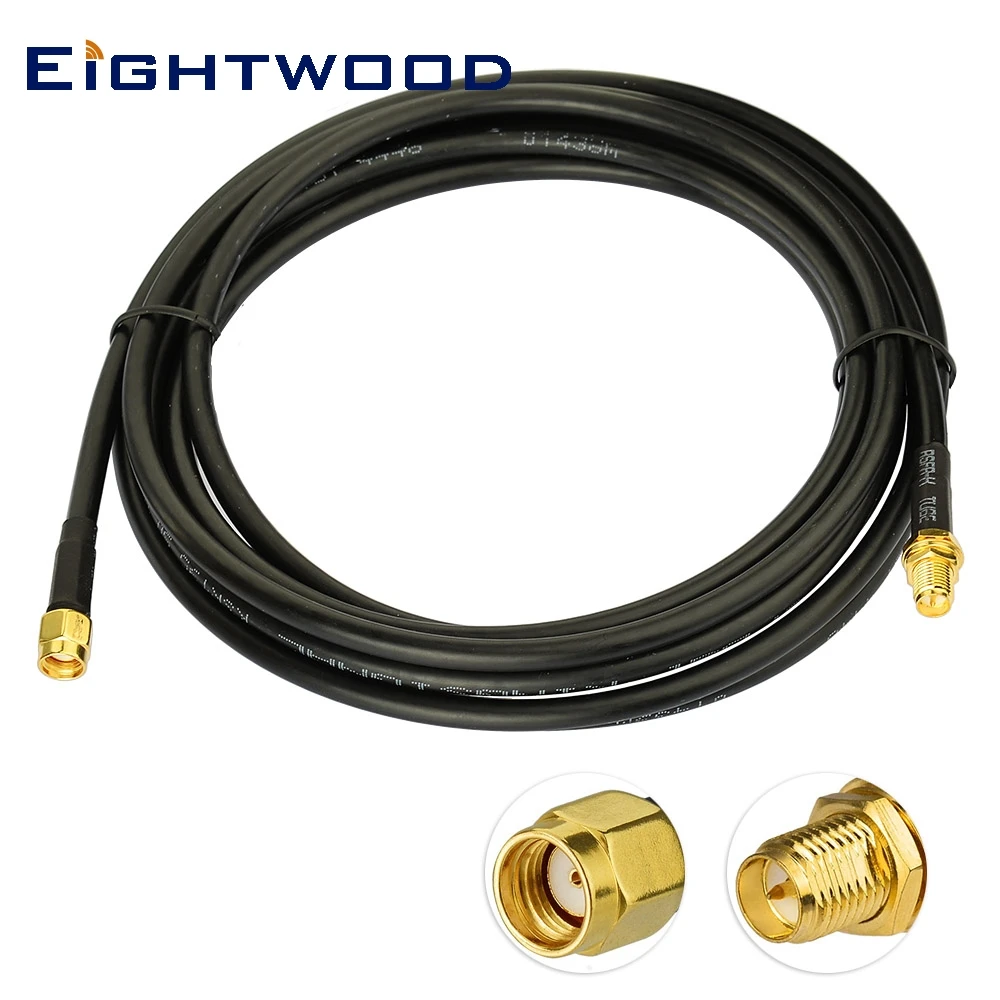 Eightwood RP-SMA Female to RP-SMA Male RF Adapter Pigtail LMR195 5m for WiFi Antenna Hotspot Booster Router Repeater Amplifier