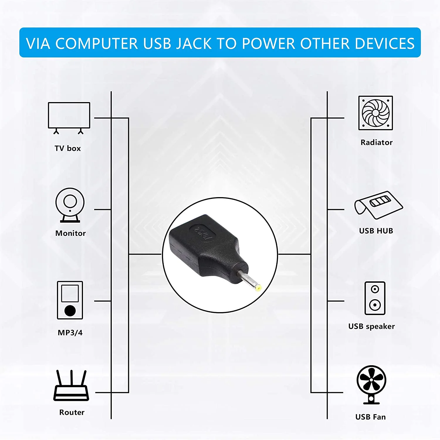 1pc USB 2.0 A 암-DC 2.5mm x 0.7mm 수 커넥터 충전 배럴 잭 전원 어댑터, 소형 DC USB 전자 충전 용