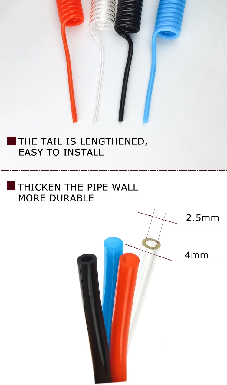 PU4*2,5mm Teleskop-Federschlauch 2M, 4M, 6M, 8M, 10M, 12M Luftkompressor-Schlauchzubehör Pneumatische Teile Kompressoranschluss-Schläuche – Detail 4