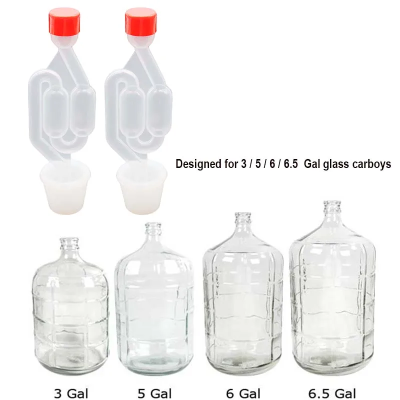 S typ Twin Bubble Airlock i silikonowy korek do wytwarzanie wina i produkcji piwa Kombucha (zestaw 2 sztuk)