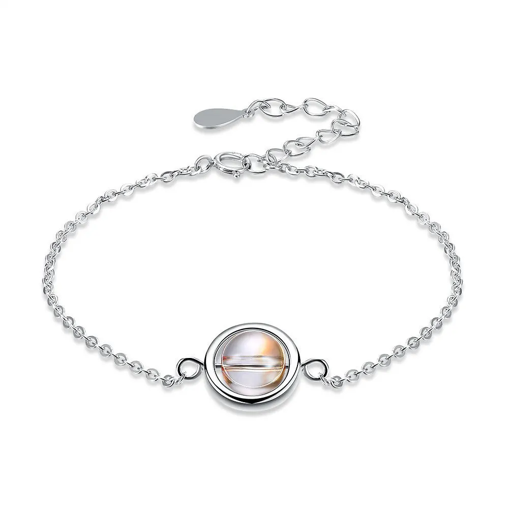 LEKANI Crystals  925 Sterling Silver Ball Charm Bracelet Bangles Beads Accessories For Women Fine Jewelry