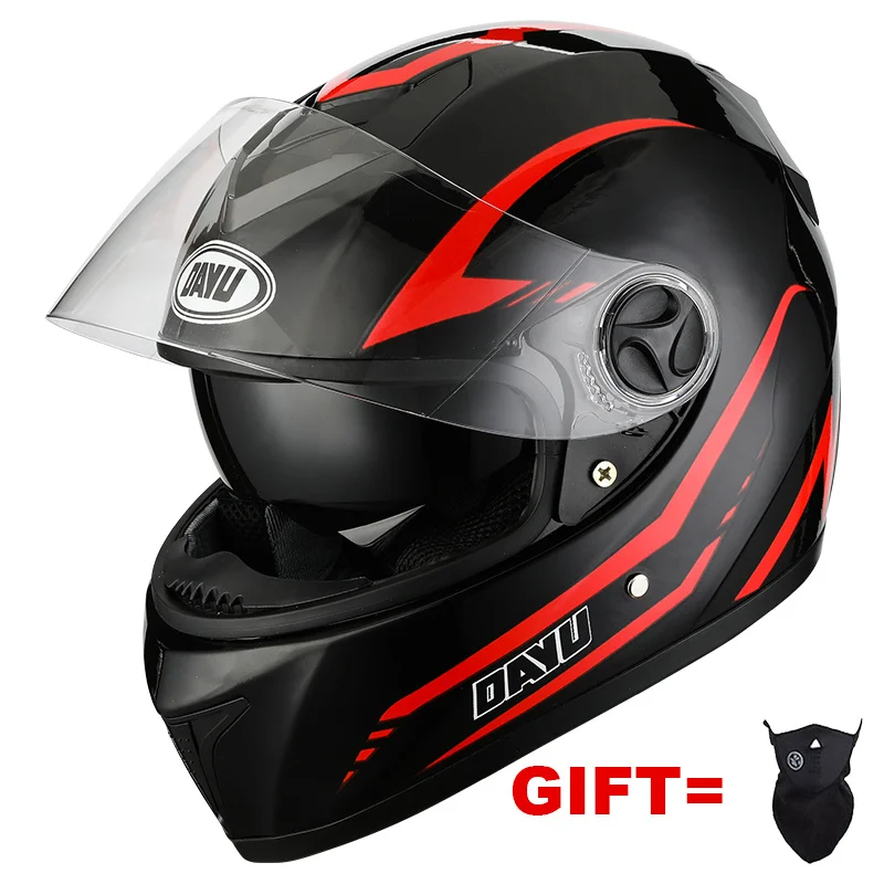 

New Matte Black Full Face Motorcycle Helmet With Dual LensRacing Casco Casque Moto Double Lens Visors For Adults Man