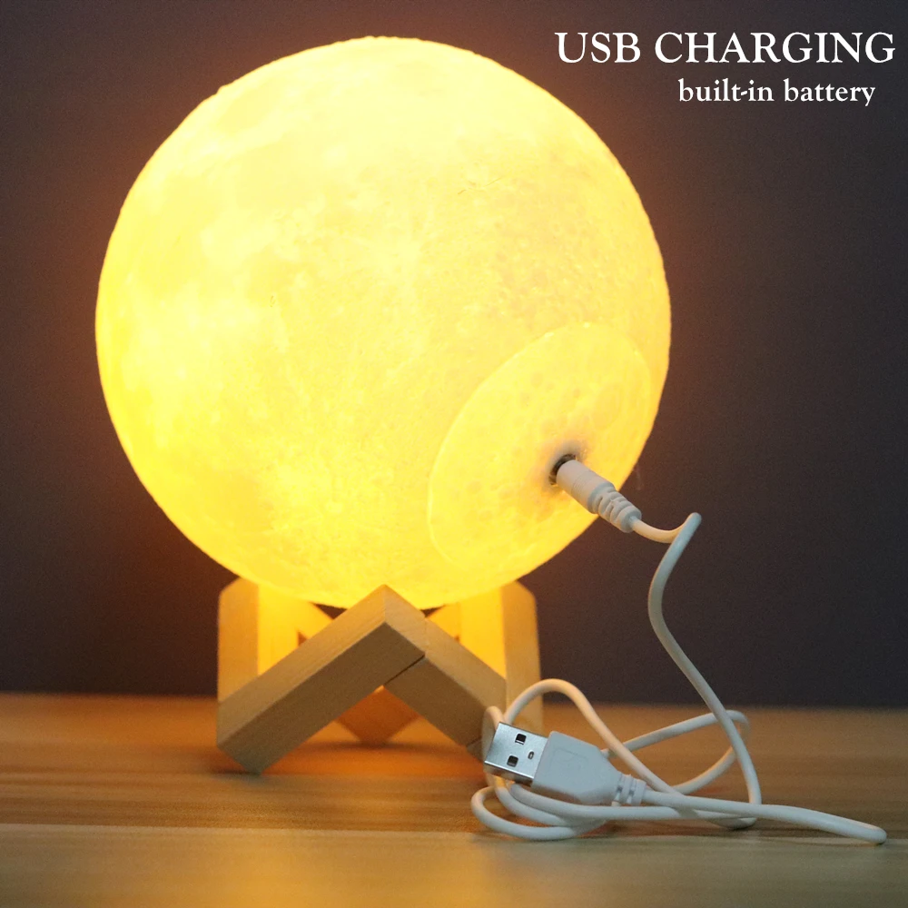 Aangepaste Persoonlijkheid 3D Printing Maan Nieuwigheid Licht Lunar Usb Opladen Nacht Lamp Touch/Remote 2/16 Kleuren Maanlicht