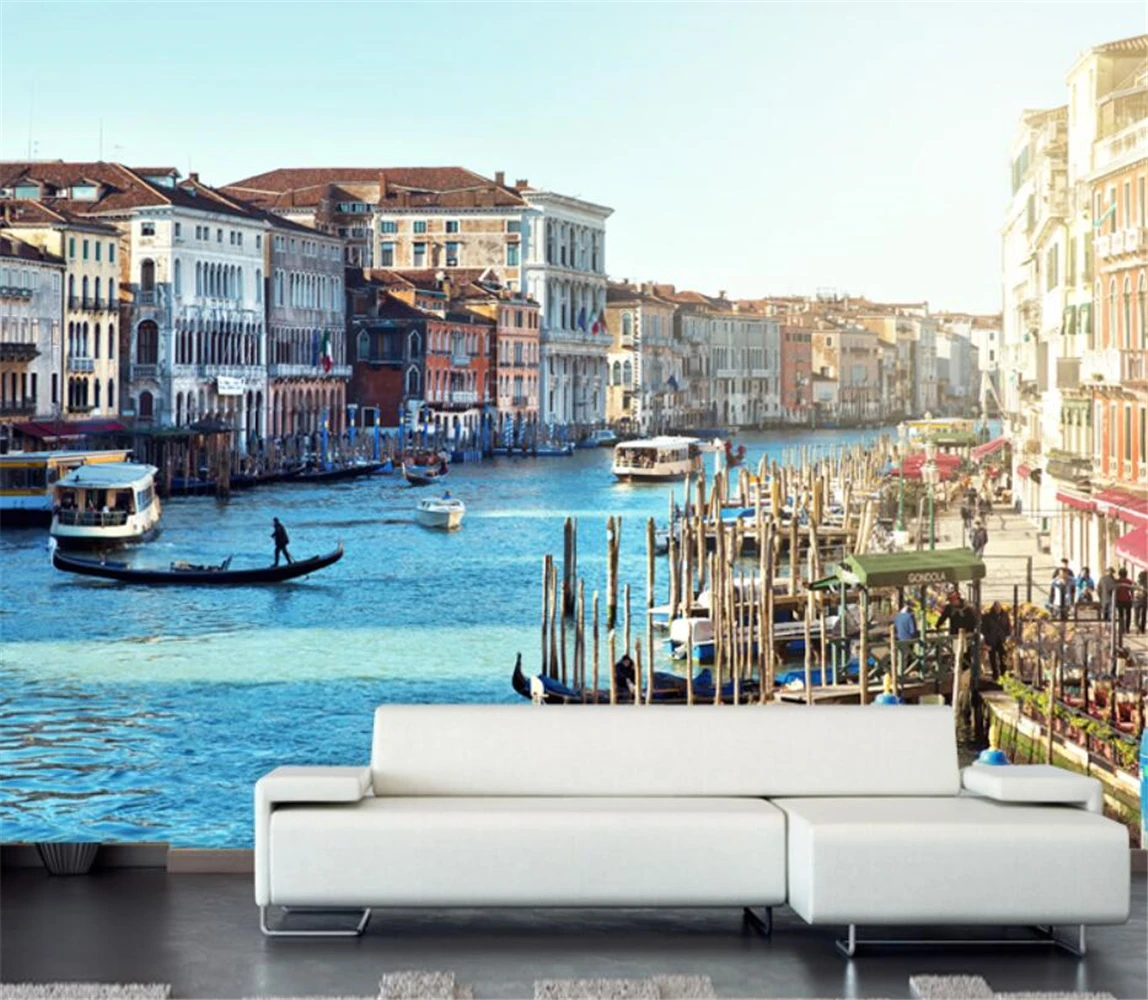 beibehang Custom Venice Water City Landscape Wall Cloth Mural Wallpaper Living Room Bedroom TV Wall Paper 3D decoration salon