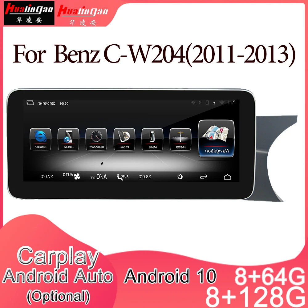 Android 10 Car Multimedia DVD Stereo Radio Player GPS Navigation Carplay Auto for Mercedes Benz C-W204 2din Right Drive